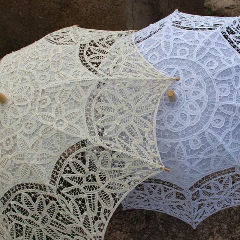 Western Court Banquet Wedding Lace Umbrella Bridesmaid Gift Battenburg Wedding Bridal Shower Decor Lace Parasol Umbrella