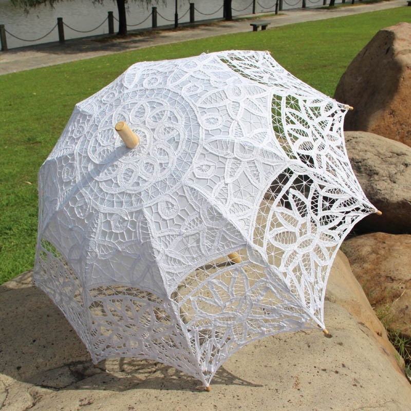 Western Court Banquet Wedding Lace Umbrella Bridesmaid Gift Battenburg Wedding Bridal Shower Decor Lace Parasol Umbrella