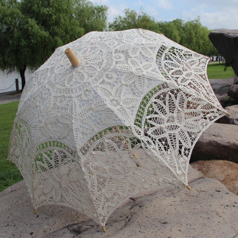 Western Court Banquet Wedding Lace Umbrella Bridesmaid Gift Battenburg Wedding Bridal Shower Decor Lace Parasol Umbrella