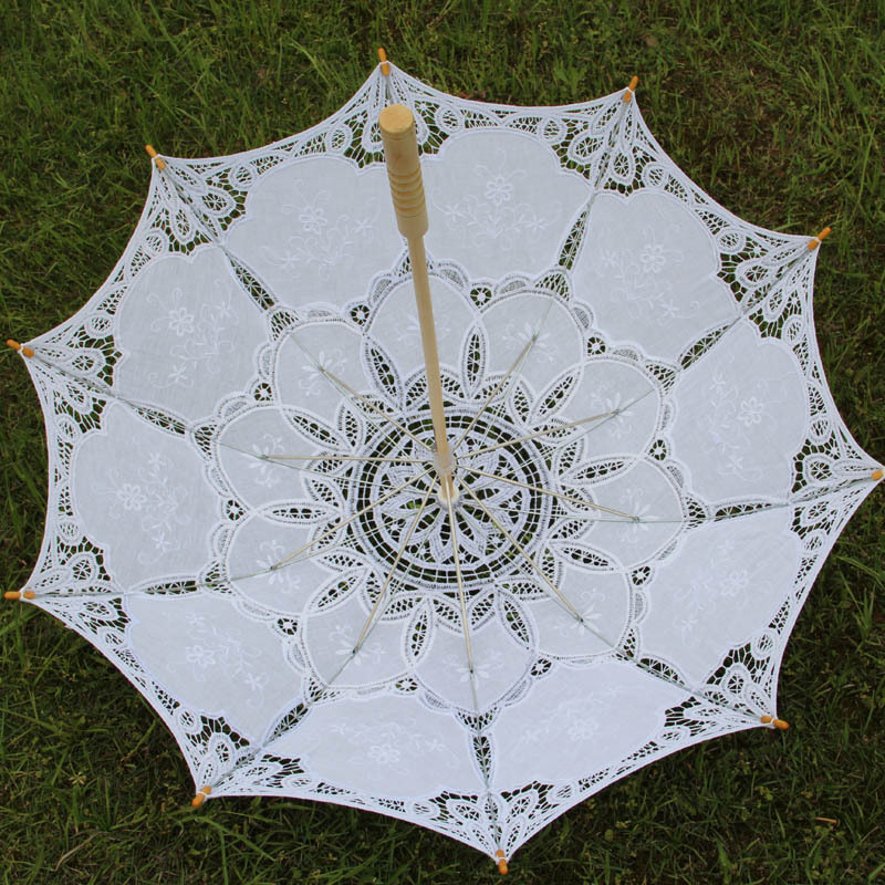 Women Parasol Sun Umbrella Tea Party Decoration Embroidered Lace Umbrellas Bridal Parasol Wedding Umbrella