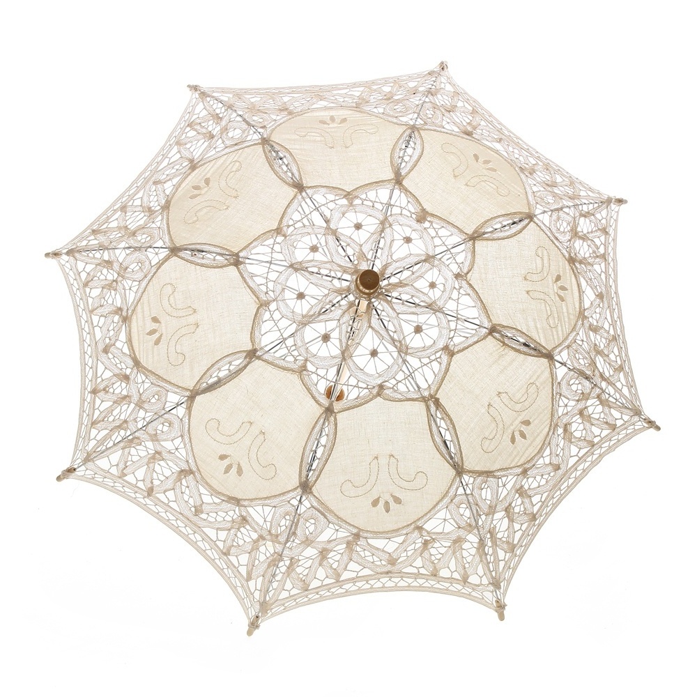 Ameliebridal Victorian Party Gifts Baby Shower Handmade Favor Wedding Decoration Lace Umbrella Battenburg Lace Parasol Umbrella