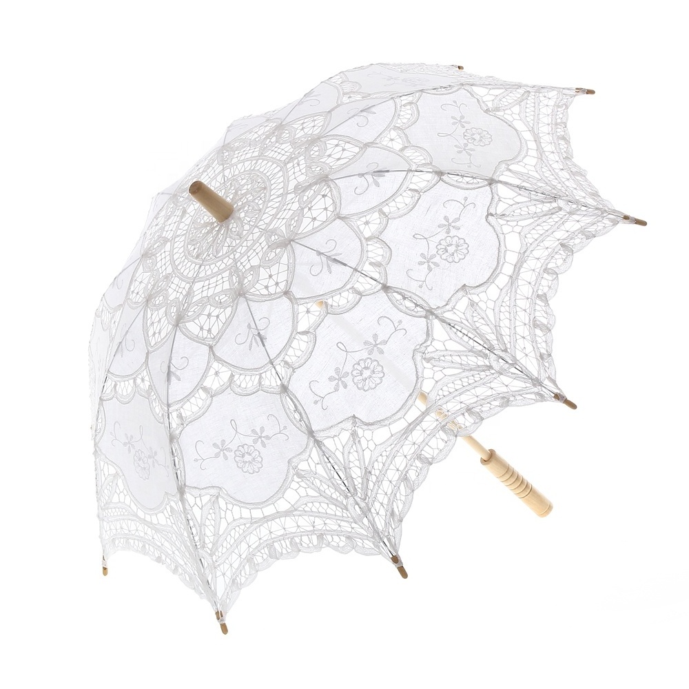 Ameliebridal Victorian Party Gifts Baby Shower Handmade Favor Wedding Decoration Lace Umbrella Battenburg Lace Parasol Umbrella