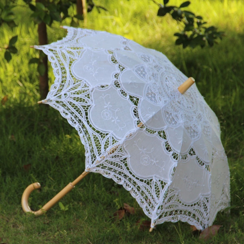 Ameliebridal Victorian Party Gifts Baby Shower Handmade Favor Wedding Decoration Lace Umbrella Battenburg Lace Parasol Umbrella