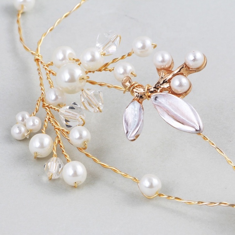 AmelieDelicate Crystal Imitation Pearls Women Headband Tiara Hair Accessories Band Wedding Jewelry Headpiece Bridal