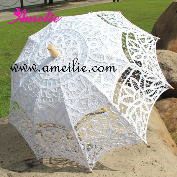 A0138 2018 Wedding Lace Umbrella - White/Ivory/Black