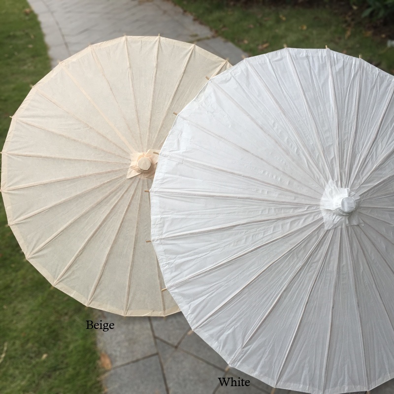 Amelie Wholesale Multi Purpose DIY Chinese Traditional White Paper Umbrella Party Decoration Parasol Wedding