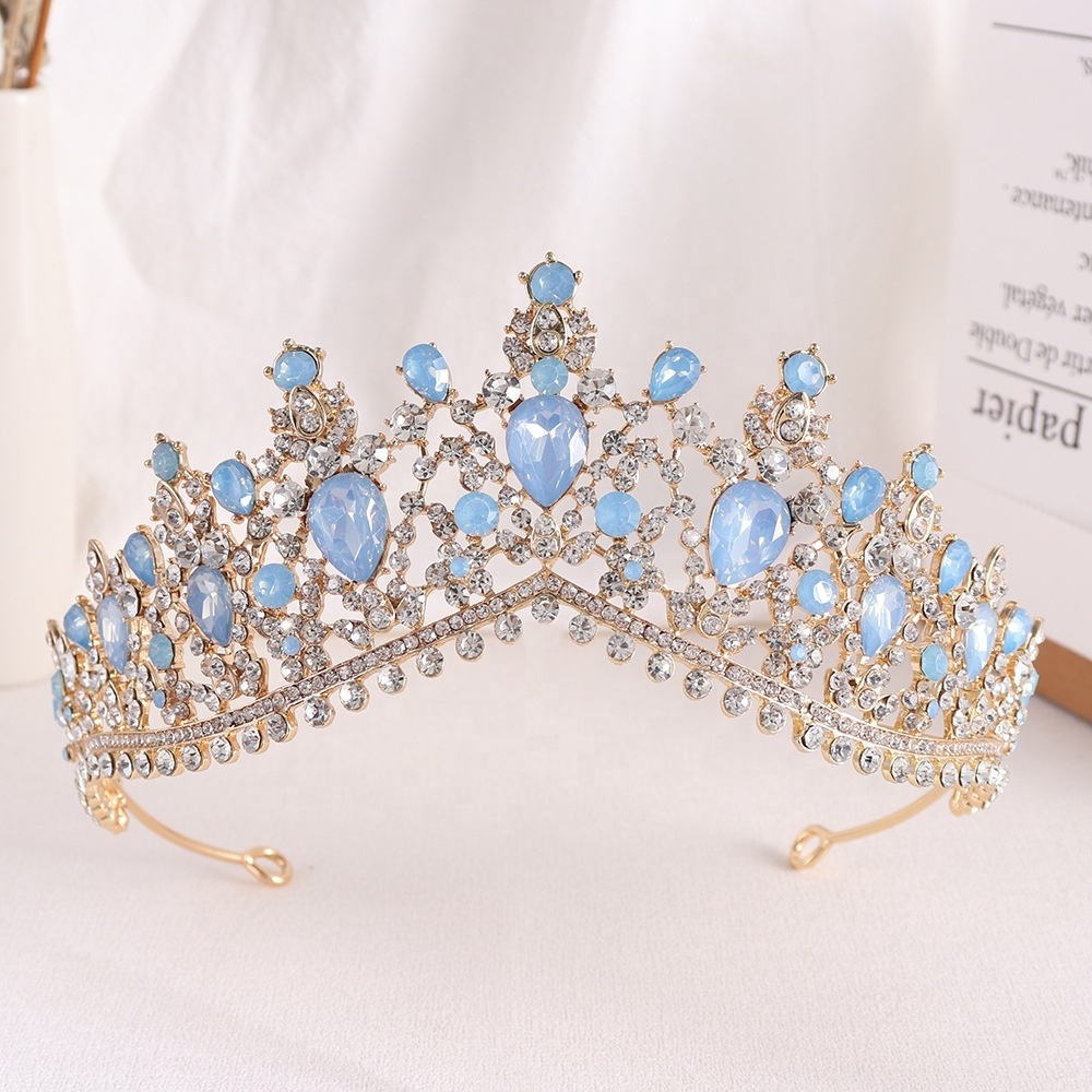 Women Hair Accessories Jewelry Baroque Rhinestone Pageant Crowns Princess Headpiece Girl Wedding Photo Prop