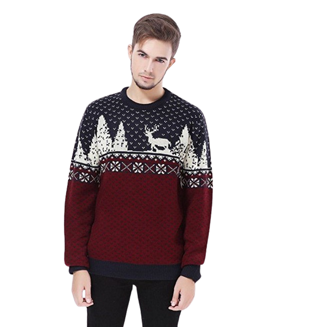 Christmas 2024 Men's Breathable Jacquard Sweater Cashmere Black And White Fashion Mock Neck Oversize Gym Training Wear For 2024