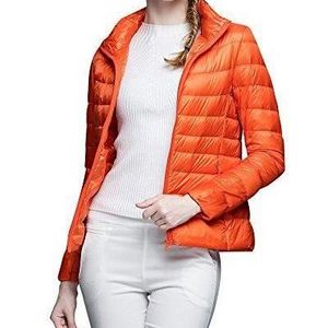 OEM New Design Padded Puffer Jacket For Women's High Quality Woven Fabrics Orange Down Puffer Waterproof Jackets For Girls