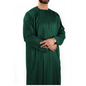 New Arrival Best Selling Fashion Green Silk Muslim Traditional Islamic Arabic Dress Al Daffah Jubba Thobes For Gents Wholesale