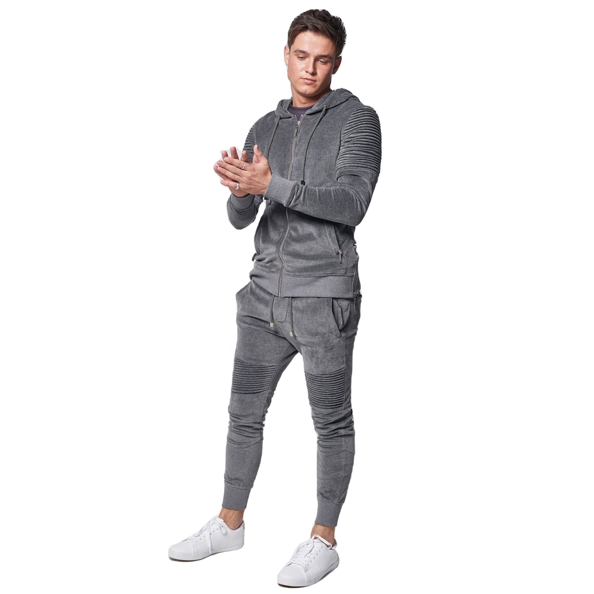 Professional  Custom Velour Tracksuit for Men / Custom Men's Jogging Sweat suit /Hot Selling Skinny Fit Velour Suit