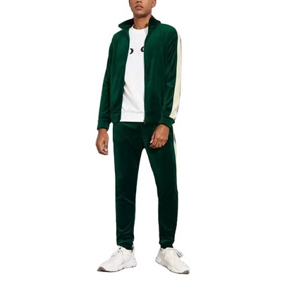 Wholesale High Quality Men blank velvet customized logo private label 2 piece velour tracksuits