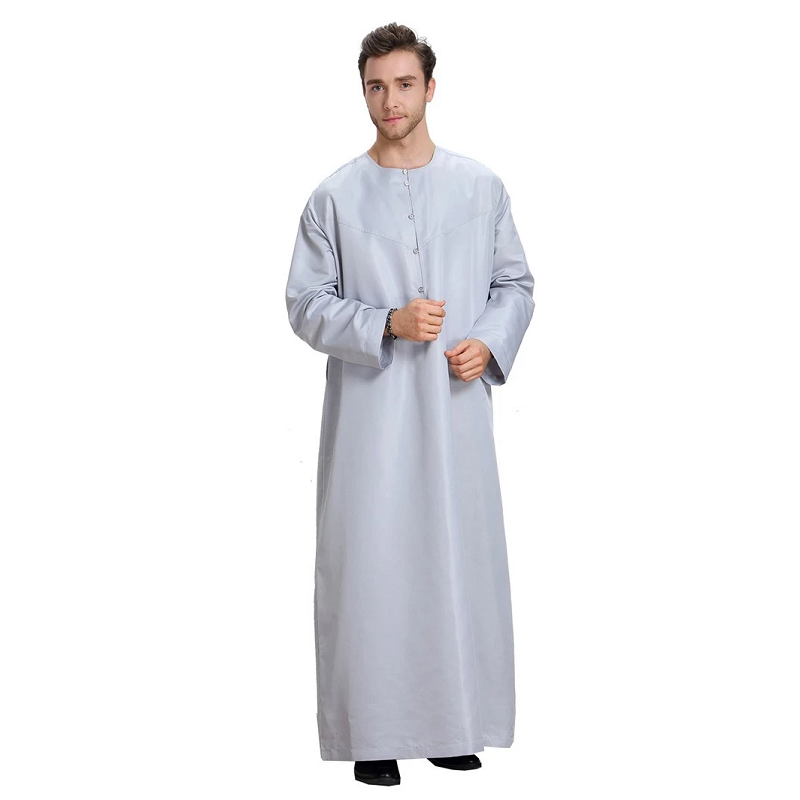 Wholesale OEM White Color Custom Al Daffah Thobe Plain Long Muslim Dress jubbah Thobes For Men Hot Selling