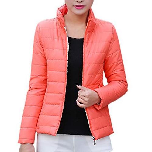 OEM New Design Padded Puffer Jacket For Women's High Quality Woven Fabrics Orange Down Puffer Waterproof Jackets For Girls