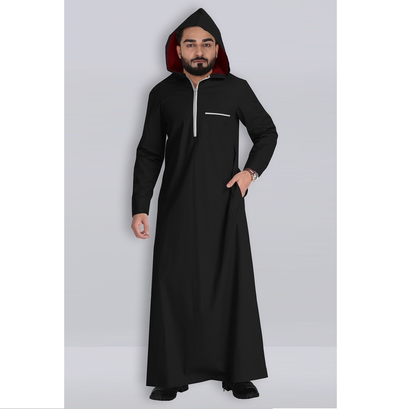 New Arrival Best Selling Fashion Green Silk Muslim Traditional Islamic Arabic Dress Al Daffah Jubba Thobes For Gents Wholesale