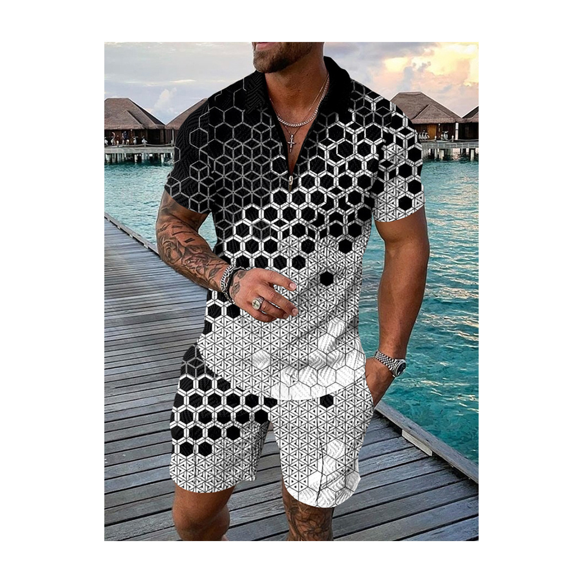 The Line Of Art Co-ords Luxury Shirt And Short Sets Men Bandana Shirts For Men