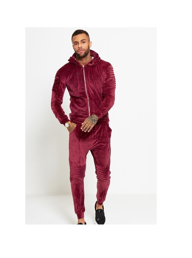 Velvet Velour Tracksuits Plain Maroon Color Sweatsuits Jogger Slim Fit Gym Working Training Casual Fashion Shiny Women Tracksuit