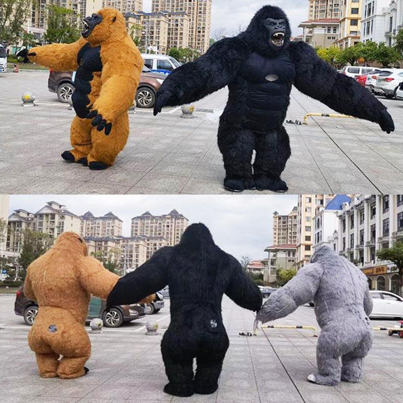 Halloween Plush Furry Mascot animal Carnival Dress Suit Fursuit orangutan Inflatable Adult mascot costume  Gorilla Monkey