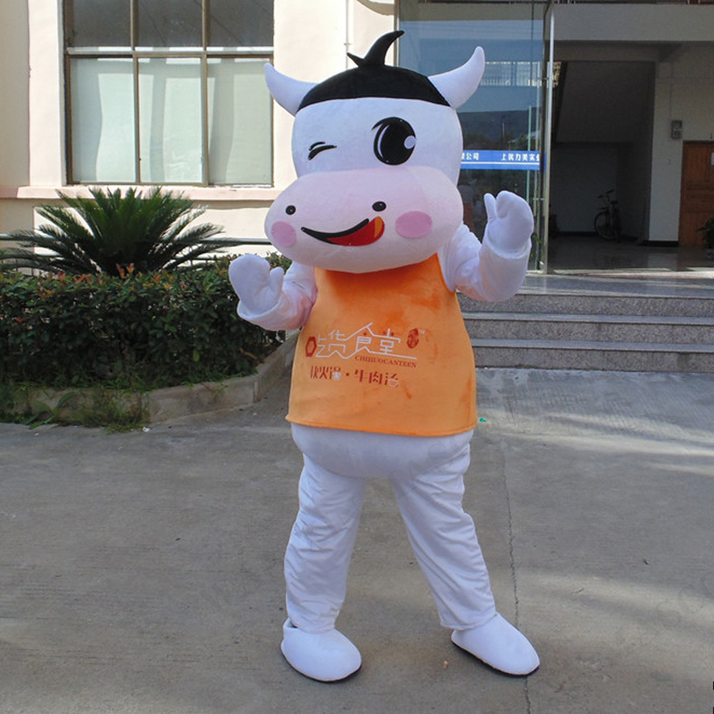 Advertising ceremony Fancy Dress Party Animal carnival perform prop Cosplay Dairy cow Milk cows Cartoon character Mascot Costume