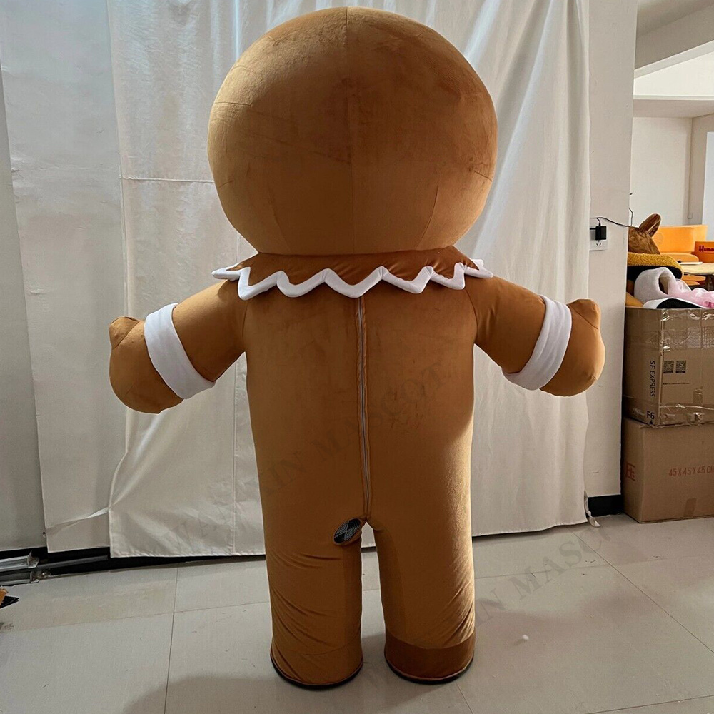 Hot selling Gingerbread Man cartoon character mascot costume set chocolate cake inflatable plush adult mascot costume