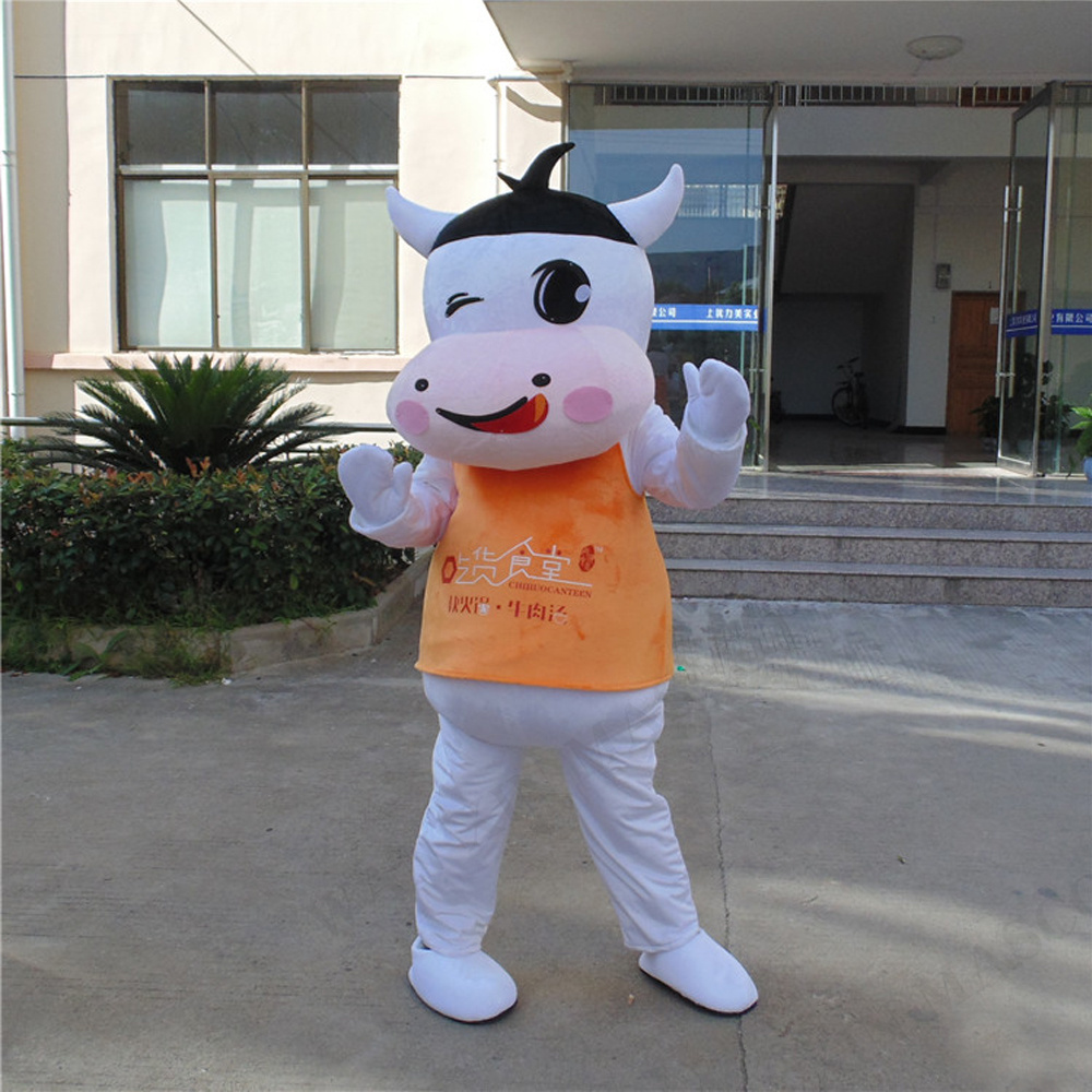 Advertising ceremony Fancy Dress Party Animal carnival perform prop Cosplay Dairy cow Milk cows Cartoon character Mascot Costume