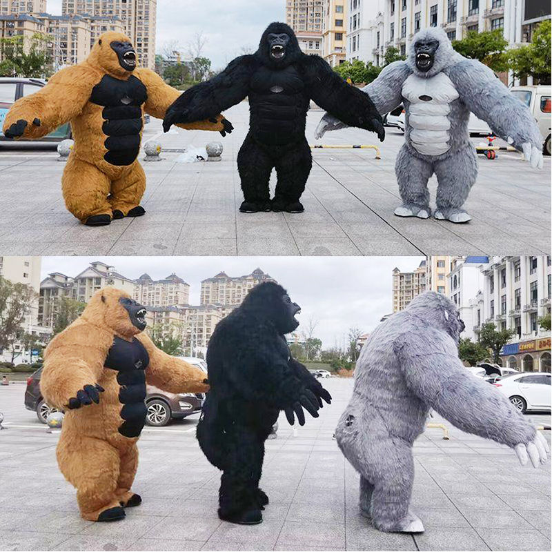 Halloween Plush Furry Mascot animal Carnival Dress Suit Fursuit orangutan Inflatable Adult mascot costume  Gorilla Monkey