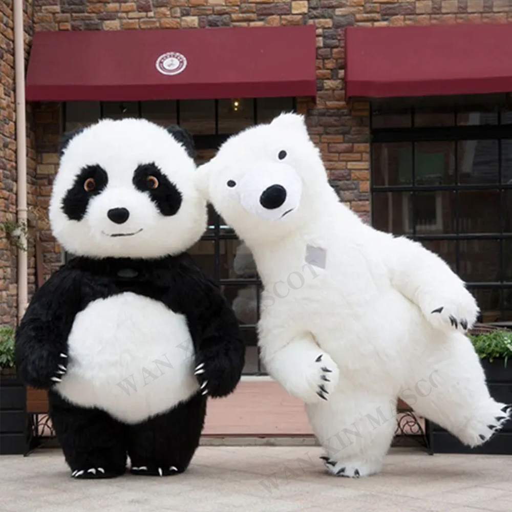 Giant Polar Bear Inflatable Costume Street Funny Panda Mascot Costume Party Cosplay Furry Plush Doll Inflatable Mascot Costume