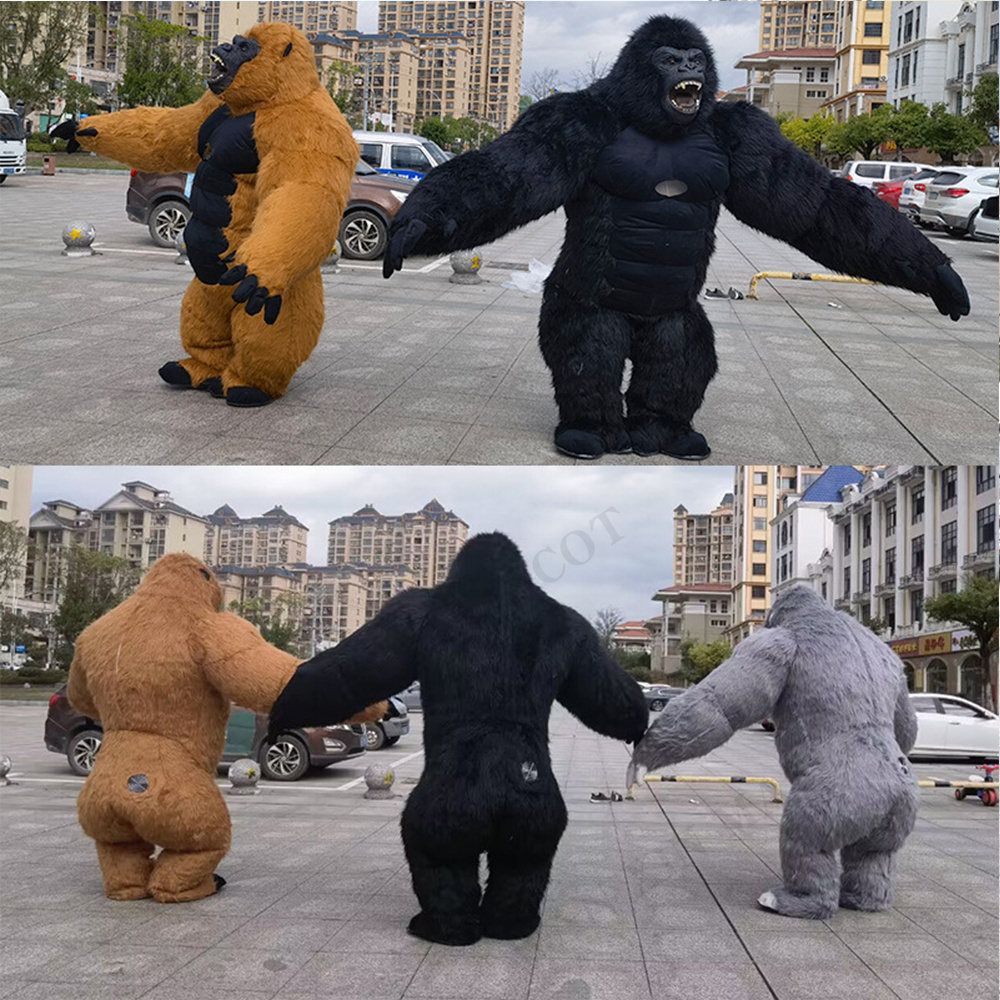 Halloween Plush Furry Mascot animal Carnival Dress Suit Fursuit orangutan Inflatable Adult mascot costume  Gorilla Monkey