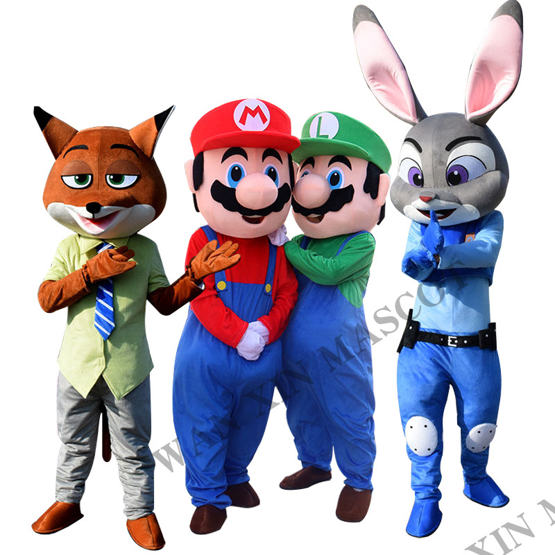 Cartoon doll costume Judy Jumping Rabbit Nick Fox walking mascot Cosplay costume  mario mascot costume