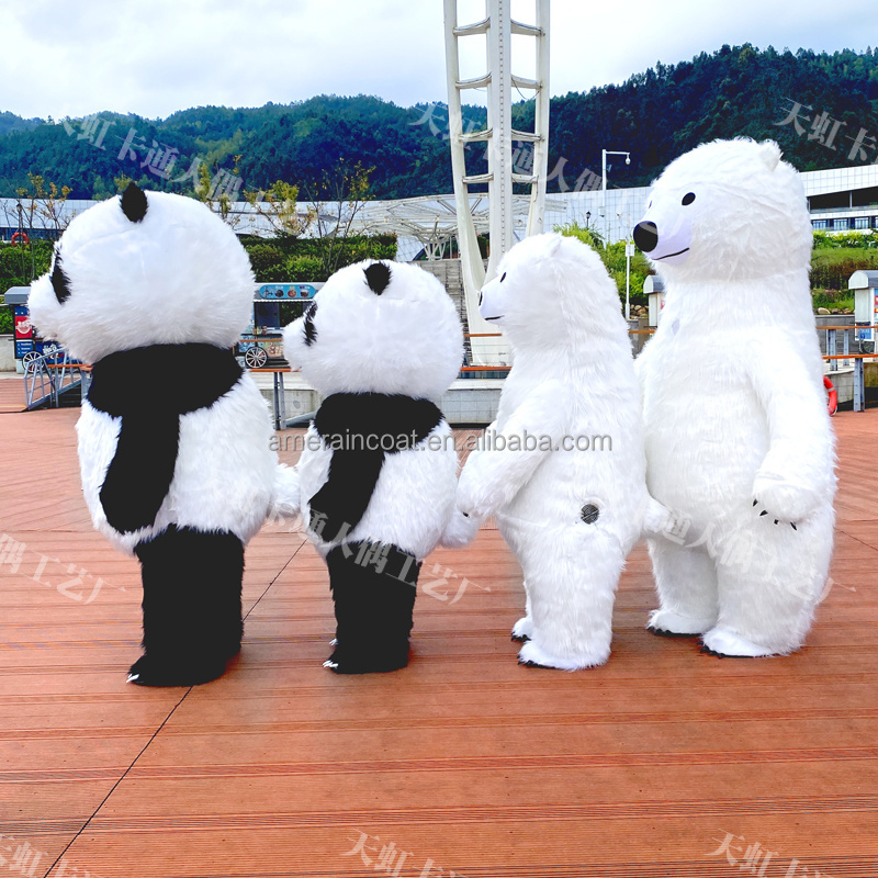 Cartoon inflatable panda mascot costume Teddy the Polar Bear Halloween Carnival Christmas mascot costume