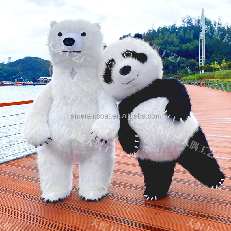 Cartoon inflatable panda mascot costume Teddy the Polar Bear Halloween Carnival Christmas mascot costume