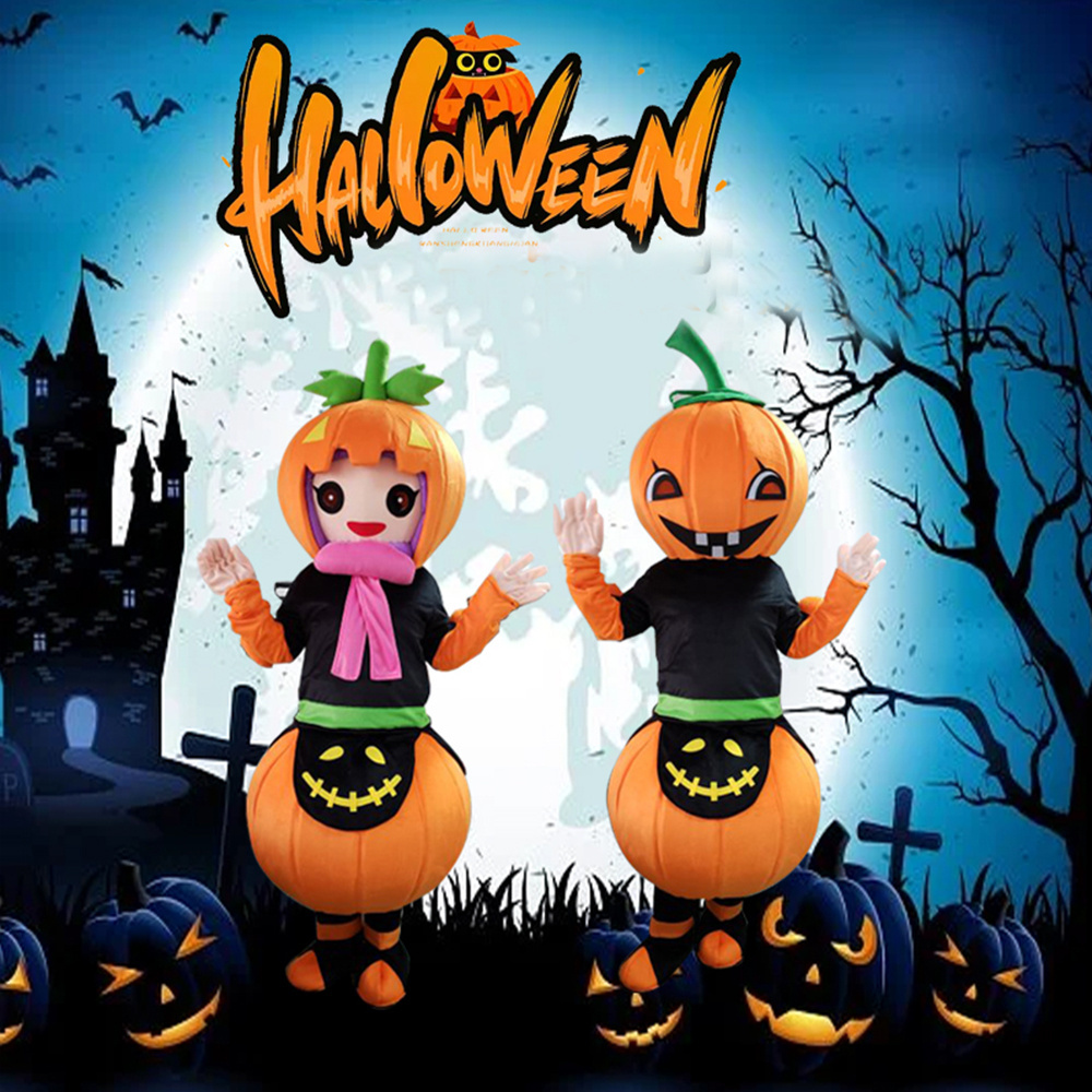 Halloween Big pumpkin Mascot Costume Cartoon Plush Anime theme character Adult Size Party Outdoor Outfit Suit Cosplay