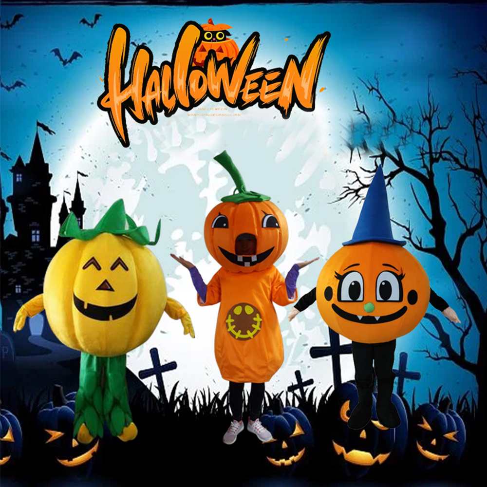 Halloween Big pumpkin Mascot Costume Cartoon Plush Anime theme character Adult Size Party Outdoor Outfit Suit Cosplay