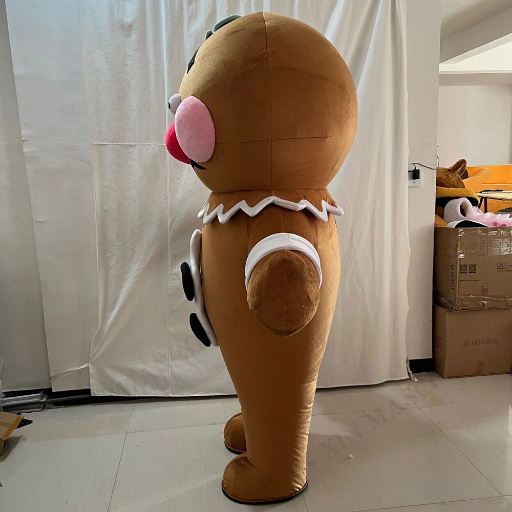 Hot selling Gingerbread Man cartoon character mascot costume set chocolate cake inflatable plush adult mascot costume