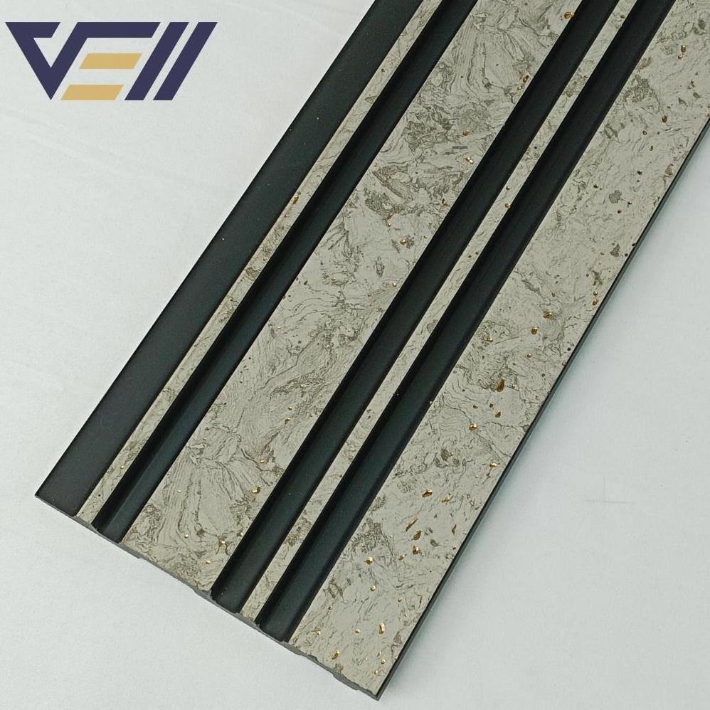 High Quality Indoor Wall Decoration New Pvc Ps Fluted Wallboard For Tv Background Interior Wall Panel 3d Mold Grey