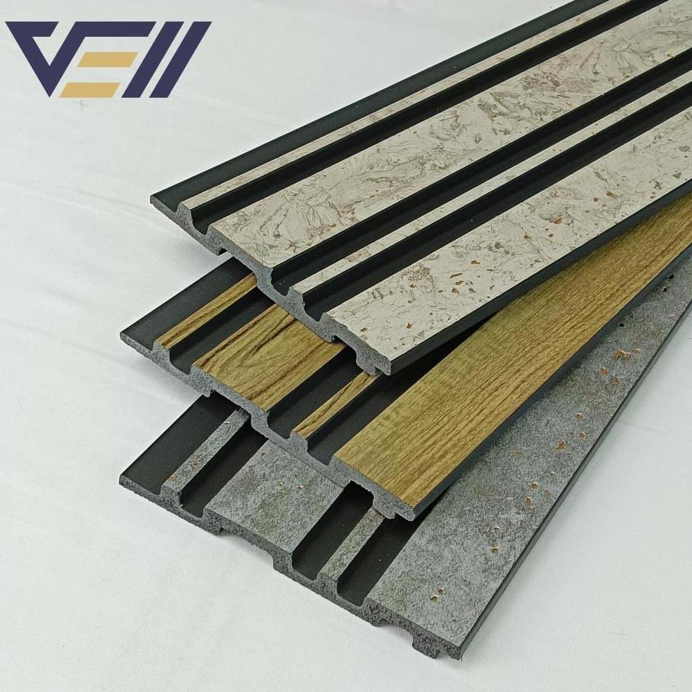 High Quality Indoor Wall Decoration New Pvc Ps Fluted Wallboard For Tv Background Interior Wall Panel 3d Mold Grey