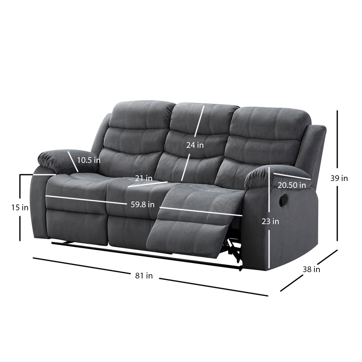 Power Loveseat and 3 Seater 5 Seater Recliner Sofa Set Home Furniture Modern Reclining Chair Living Room Sofa JIM Grey Set Sofas