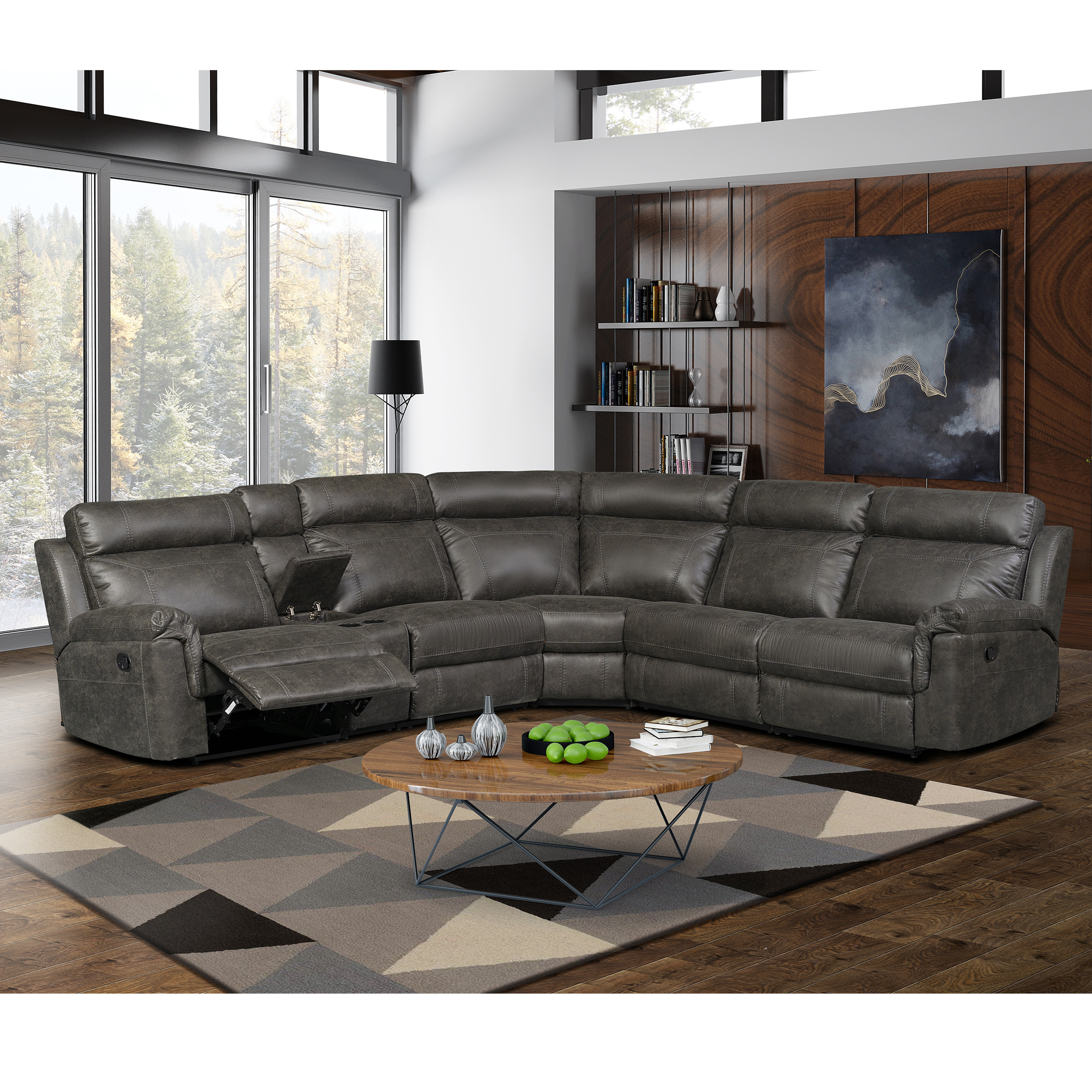 Living room 3 seater leather reclining sofa recliner chair sectional with chaise and power recliners