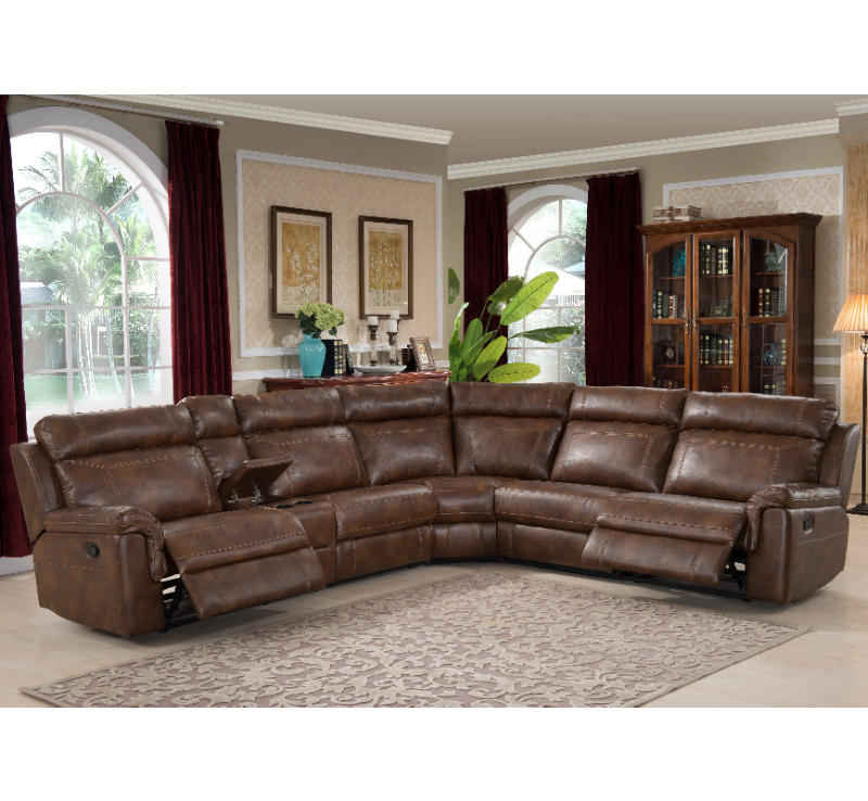 Living room 3 seater leather reclining sofa recliner chair sectional with chaise and power recliners