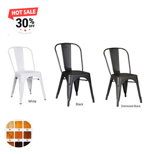 Wholesale stackable cafe bistro iron wood seat restaurant vintage outdoor industrial sillas metal base tolix dining chair