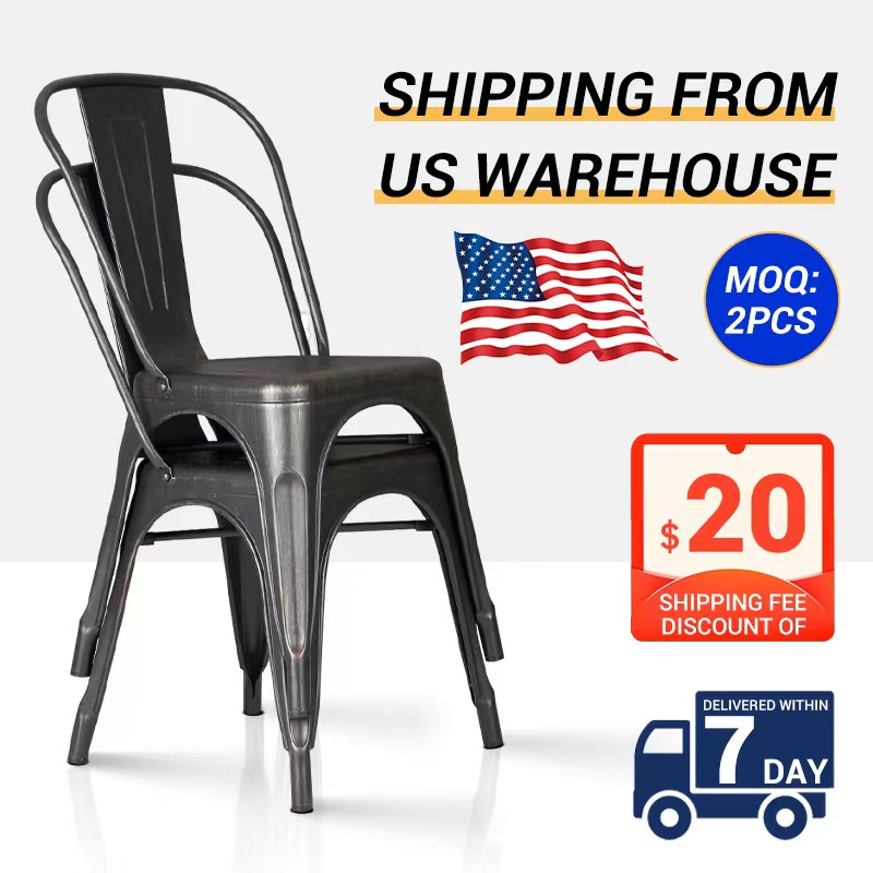 Easy Assemble Antique Iron Tolixs Stackable Restaurant Metal Dinning Chair