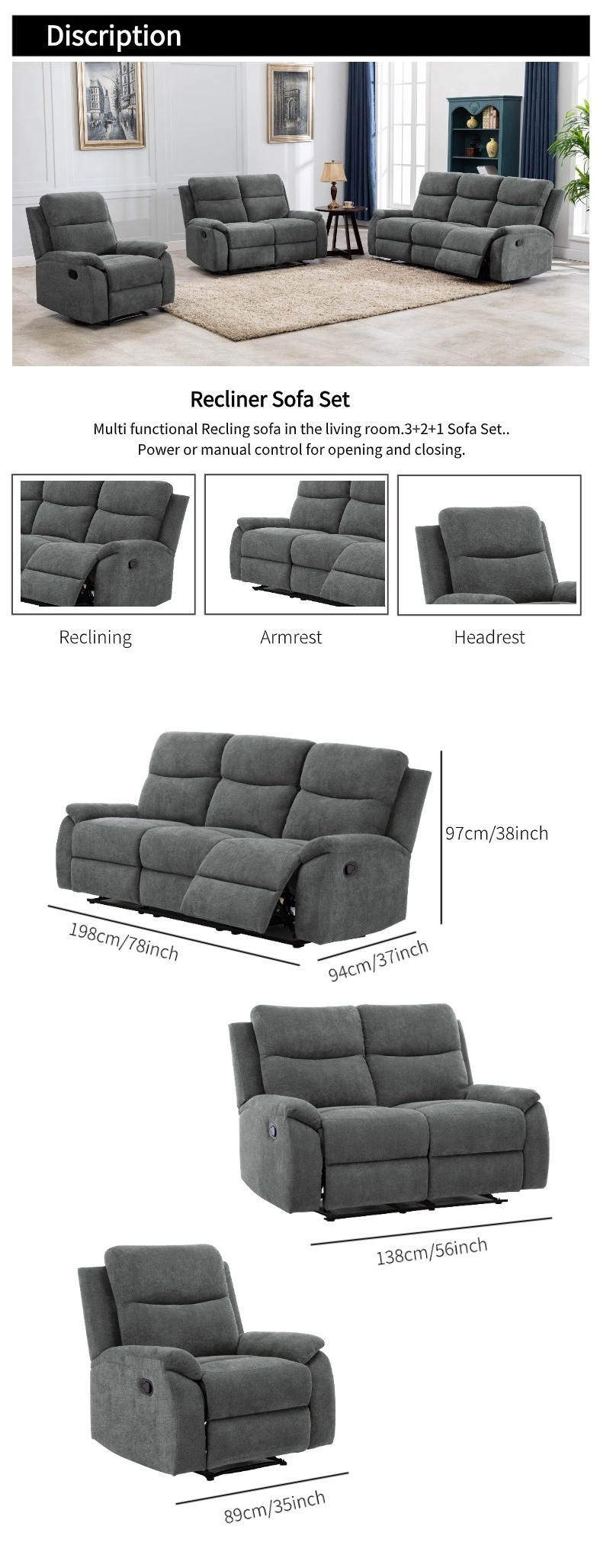 Modern home cinema electric 123456 seater reclinable loveseat reclining chair sectional sofa set furniture recliner sectional