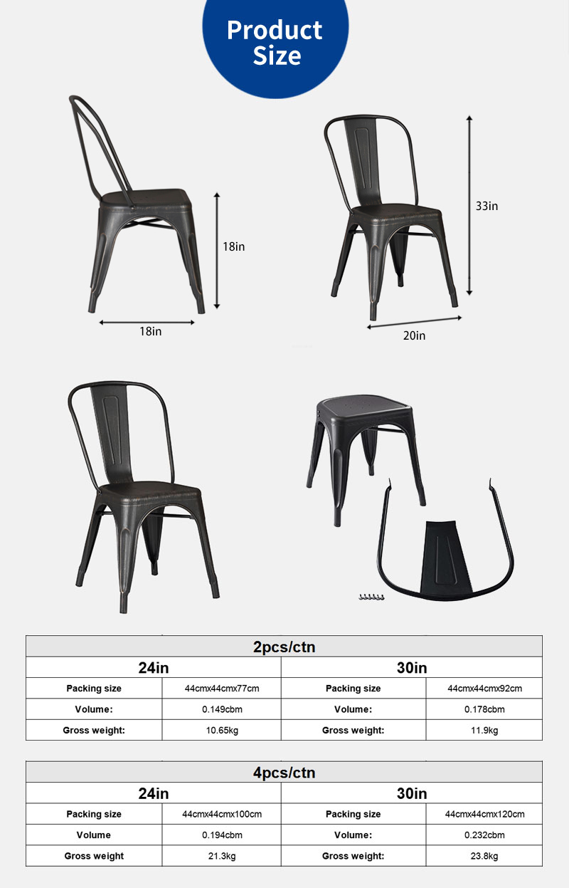 Wholesale stackable cafe bistro iron wood seat restaurant vintage outdoor industrial sillas metal base tolix dining chair