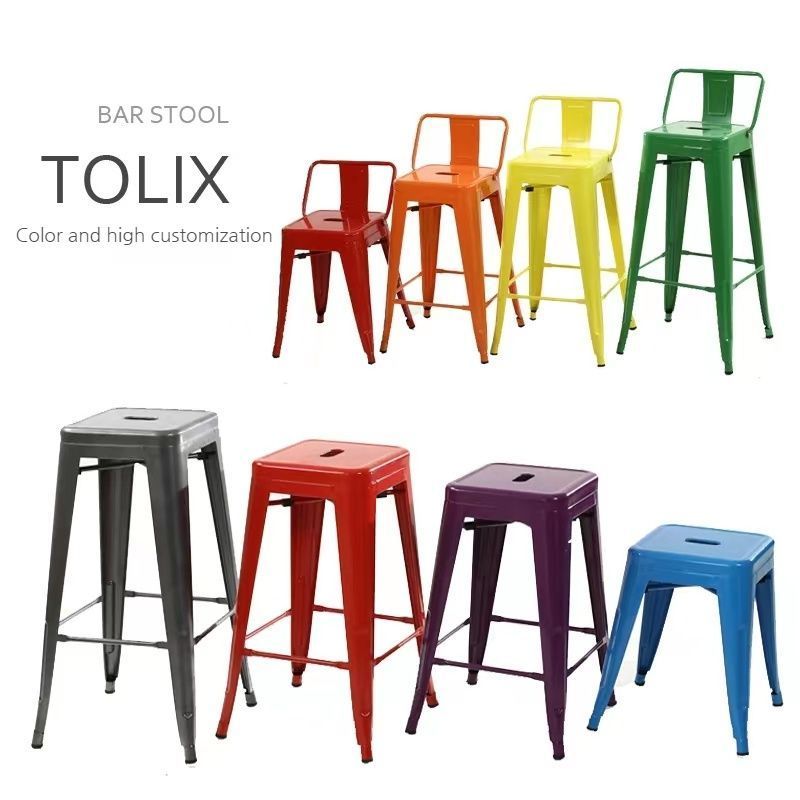 Heavy Duty Steel 24 and 30inches Industrial Hand made Sillas Stackable Vintage Metal Bar High Chair Counter Stool for Kitchen