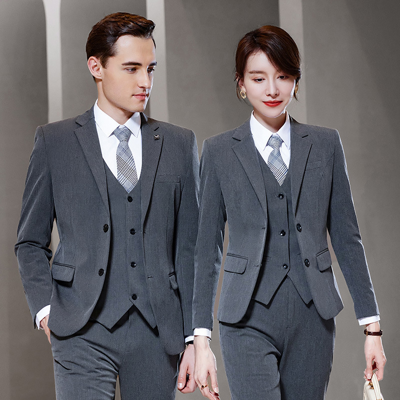 Wholesale High Quality Business Suit Formal Wear Same Style Men's and Women's Two-piece Office Work Manager Men's Suit Jacket