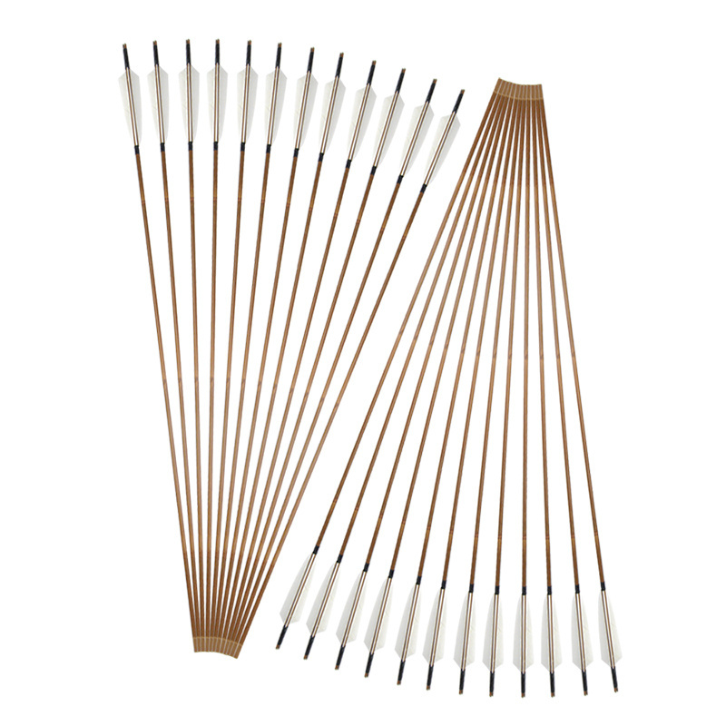 Archery Bamboo Arrows Traditional Bow Replaceable Arrowhead for Recurve And Traditional Bow Hunting Shooting Accessories