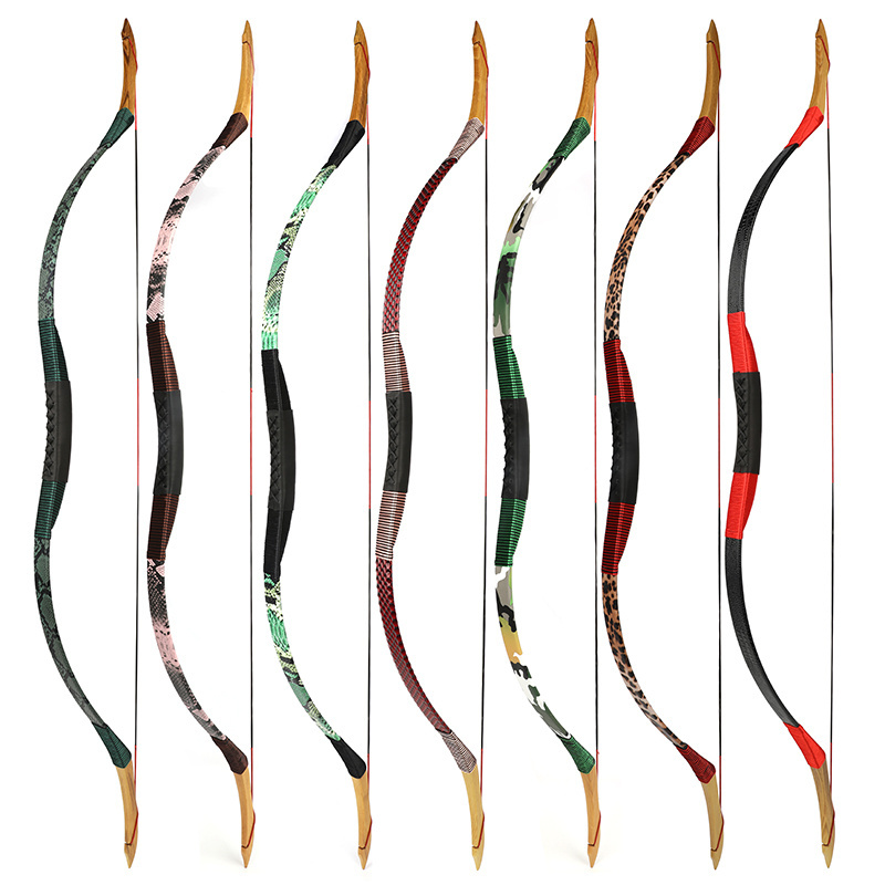 Outdoor archery longbow 20-50lbs one-pcs traditional hunting bow and arrow practice bow and arrow