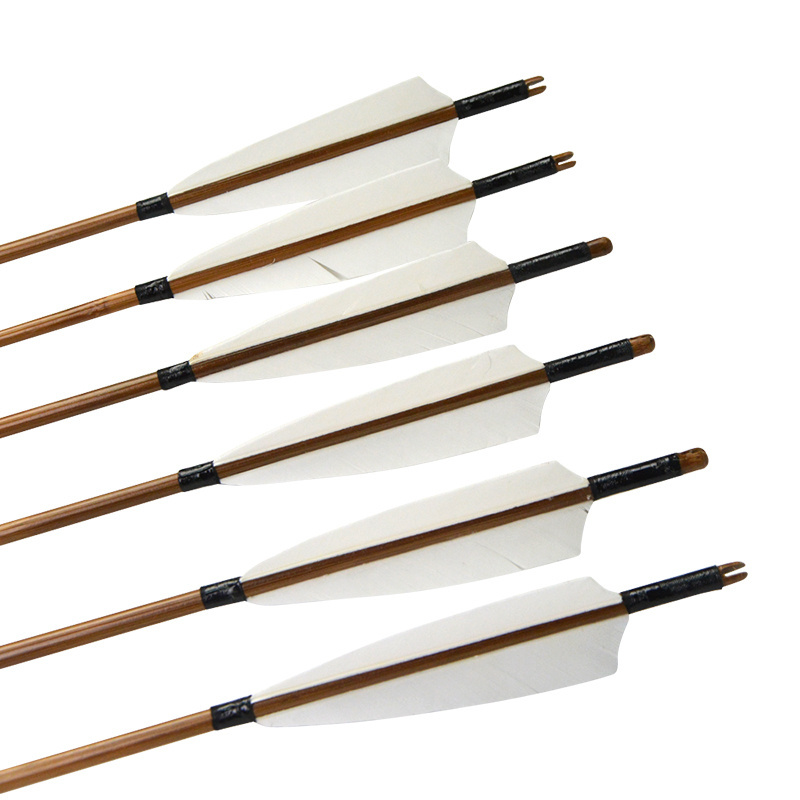 Archery Bamboo Arrows Traditional Bow Replaceable Arrowhead for Recurve And Traditional Bow Hunting Shooting Accessories