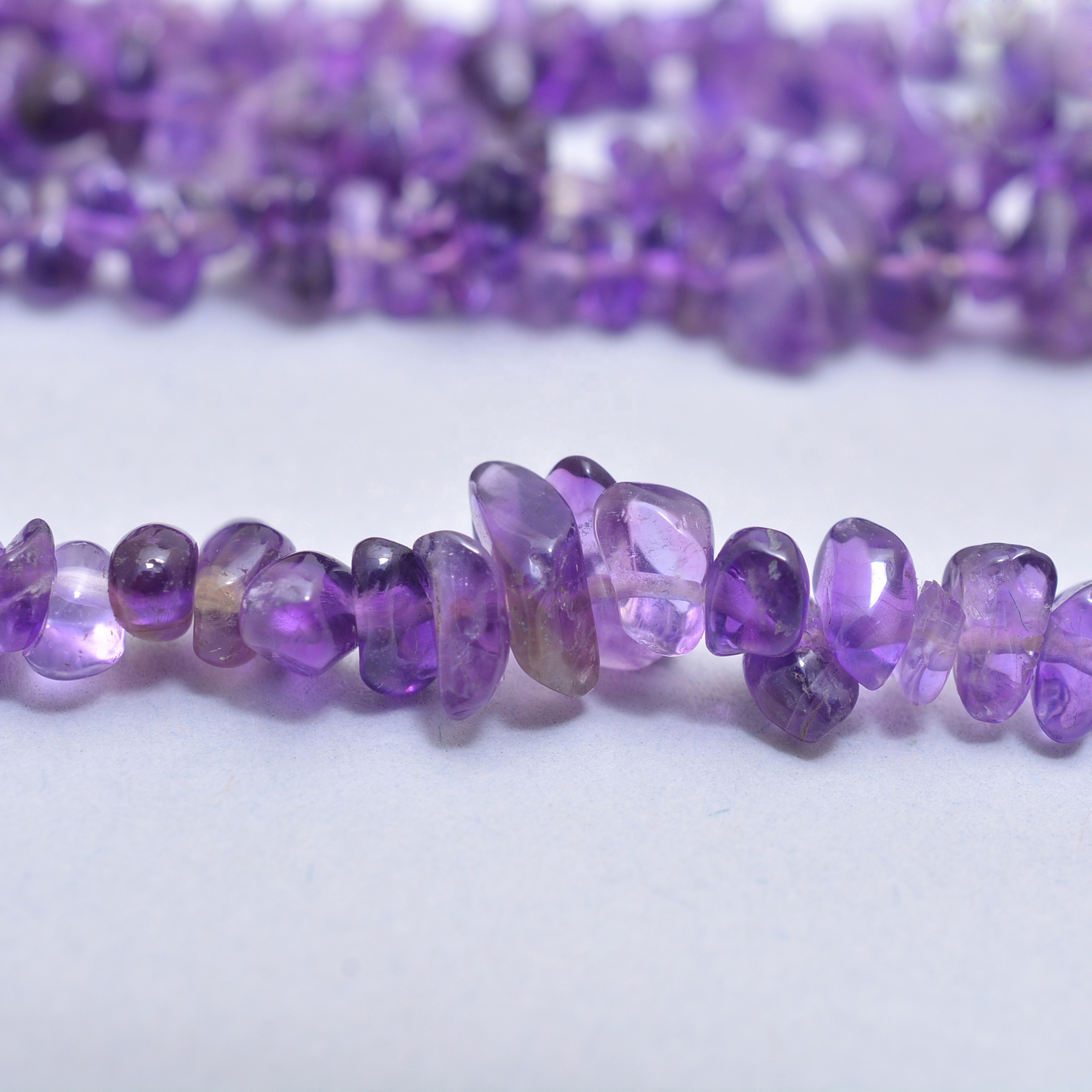 Natural Amethyst Crystal Chips Beads, Uncut Polish Raw Rough Chunks Beads For Women's Jewelry Making