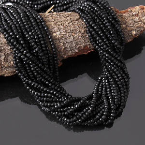 Bead Wholesale Crystal Black Color Glass Gemstone Faceted Roundel Fashion Jewelry Making Beads